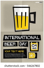 International Beer Day 04 August (Flat Style Vector Illustration Alcohol Poster Design) With Text Box Template
