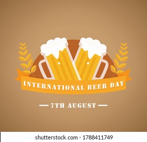 International Beer Day, 7th August poster, illustration vector