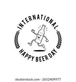 International Beer Day, August 4th, Celebration with mug and hop leaves