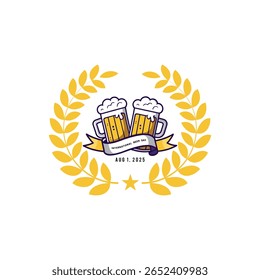 Dia Internacional da Cerveja, 4 de agosto, Celebração com caneca e folhas de lúpulo