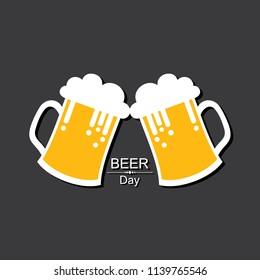 International Beer Day in August with beer mugs conceptual illustration vector