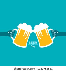 International Beer Day in August with beer mugs conceptual illustration vector