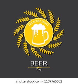 International Beer Day in August with beer mugs conceptual illustration vector