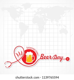 International Beer Day in August with beer mugs conceptual illustration vector