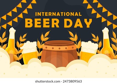 international beer day background illustration in flat style