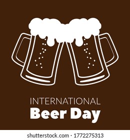 International Beer Day. Big Mug of beer. A pint of beer. Vector illustration.