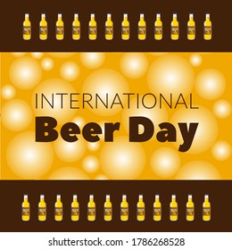 International Beer Day. Bottle of Beer. Vector Illustration.