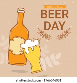 International Beer Day cartoon hand draw vector