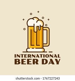 International beer day. Celebration of a beer day with a glass of a beer vector. Vector flat design 