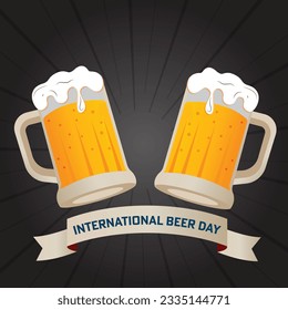 International Beer Day. concept for greeting card, poster, banner, template. party. first Friday of August.  beer day label or horizontal greeting flyer card .