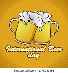 International Beer Day. cool cartoon beer mascot design.