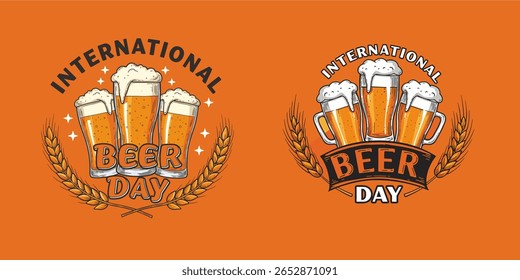 ilustração de design de dia de cerveja internacional para modelo de banner perfeito para sua necessidade de design. dia de cerveja emblema.