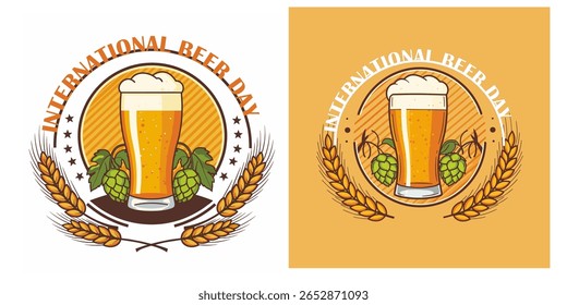 ilustração de design de dia de cerveja internacional para modelo de banner perfeito para sua necessidade de design. dia de cerveja emblema.
