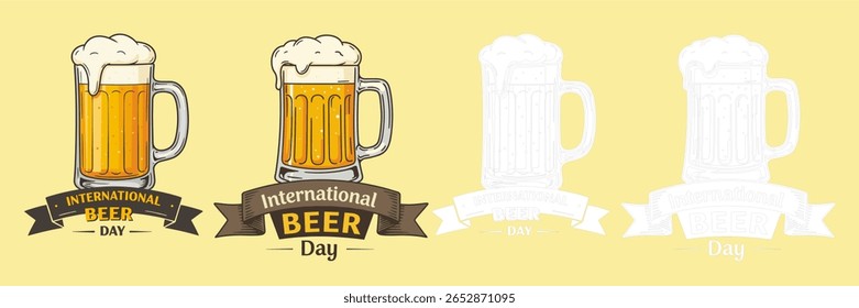 ilustração de design de dia de cerveja internacional para modelo de banner perfeito para sua necessidade de design. dia de cerveja emblema.