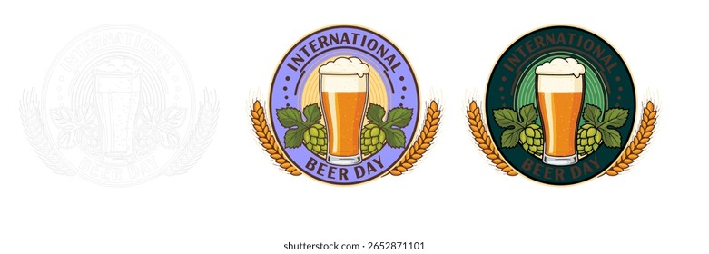 ilustração de design de dia de cerveja internacional para modelo de banner perfeito para sua necessidade de design. dia de cerveja emblema.