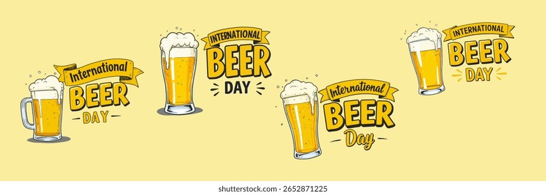 ilustração de design de dia de cerveja internacional para modelo de banner perfeito para sua necessidade de design. dia de cerveja emblema.