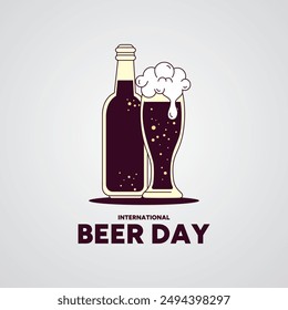 international beer day, beer day editable social media template, international beer day stock illustration, vector illustration.