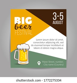 International Beer Day. Beer festival advertising poster. Vector illustration.