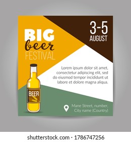 International Beer Day. Beer Festival Advertising Poster. Bottle of Beer. Vector Illustration.