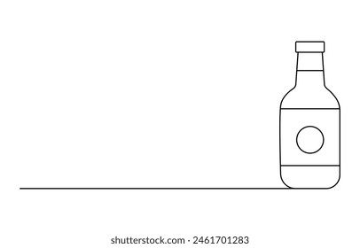 International Beer Day glass and bottle continuous one line drawing vector