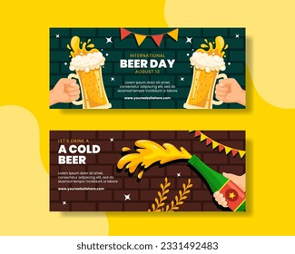 Cartel horizontal del Día Internacional de la Cerveza - Dibujo de plantillas de dibujo - Ilustración de fondo