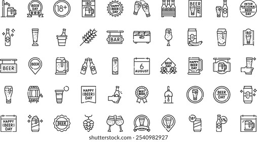 International beer day icons High-Quality Vector Icons Collection with Editable Stroke. Ideal for Professional and Creative Projects.