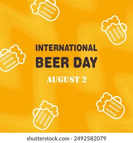 International Beer Day Illustration. Element of Glass of Beer in white outlines