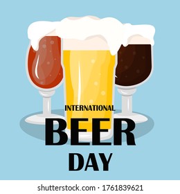 Ilustración del Día Internacional de la cerveza. Simple vector del conjunto de fondo del Día Internacional de la cerveza para UI y UX, sitio web o aplicación móvil sobre fondo colorido