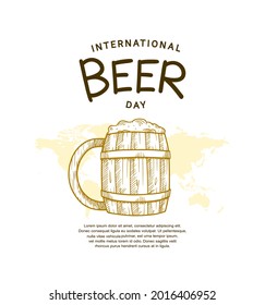 International Beer Day illustration vector design. Beer glass isolated on white background can be use for party, celebration and festival