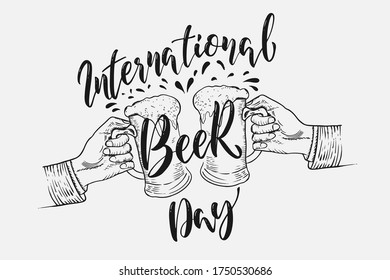 International Beer day lettering design. Eps10 vector.