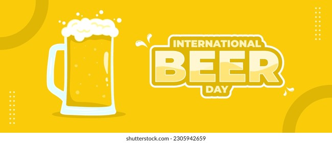 International Beer Day on 04 August Banner Background. Horizontal Banner Template Design. Vector Illustration