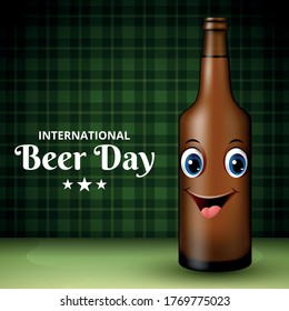 International Beer Day, on August. Cheers with clinking beer mugs conceptual. vector illustration.