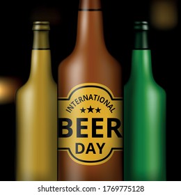 International Beer Day, on August. Cheers with clinking beer mugs conceptual. vector illustration.