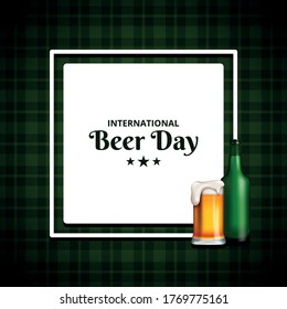 International Beer Day, on August. Cheers with clinking beer mugs conceptual. vector illustration.