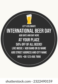 International beer day party flyer poster or social media post design