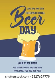 International Beer day party  poster flyer social media post design