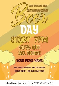 International beer day party poster flyer or social media post design