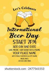 International beer day party poster flyer or social media post design