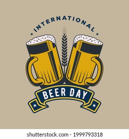 International Beer Day poster or banner design template. Vector Illustration