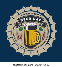International Beer Day poster or banner design template. Vector Illustration	