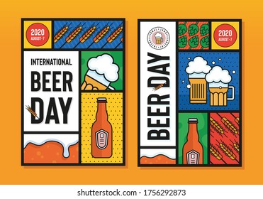 International beer day poster design in flat style. Vector illustration