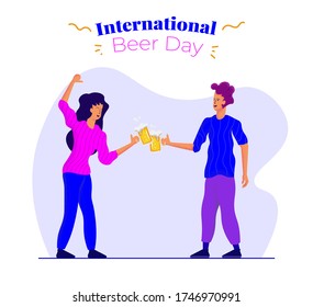 international beer day, simple illustration male and female eps file