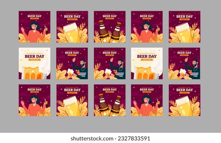 international beer day social media template vector flat design