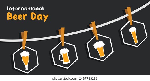 International Beer day. suitable for cards, banners, posters, social media and more. Black background.