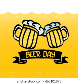 international beer day vector background. orange beer vector layout