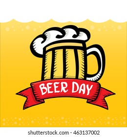 international beer day vector background. orange beer vector layout