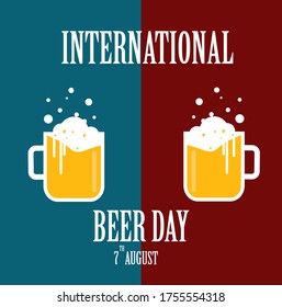 International Beer day vector illustration in flat style. International Beer Day, August. Cheers with beer mugs conceptual illustration vector.