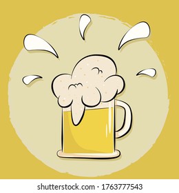 International beer day. Vector illustration in flat style. Beer festival. Simple beer design.