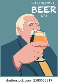 International Beer Day. Vector illustration. Poster, postcard, banner.