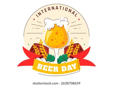 International Beer Day Vector Illustration on August 5, Featuring Beer Drink, Cheers Beers Celebration, and Brewing Elements in a Flat Background
